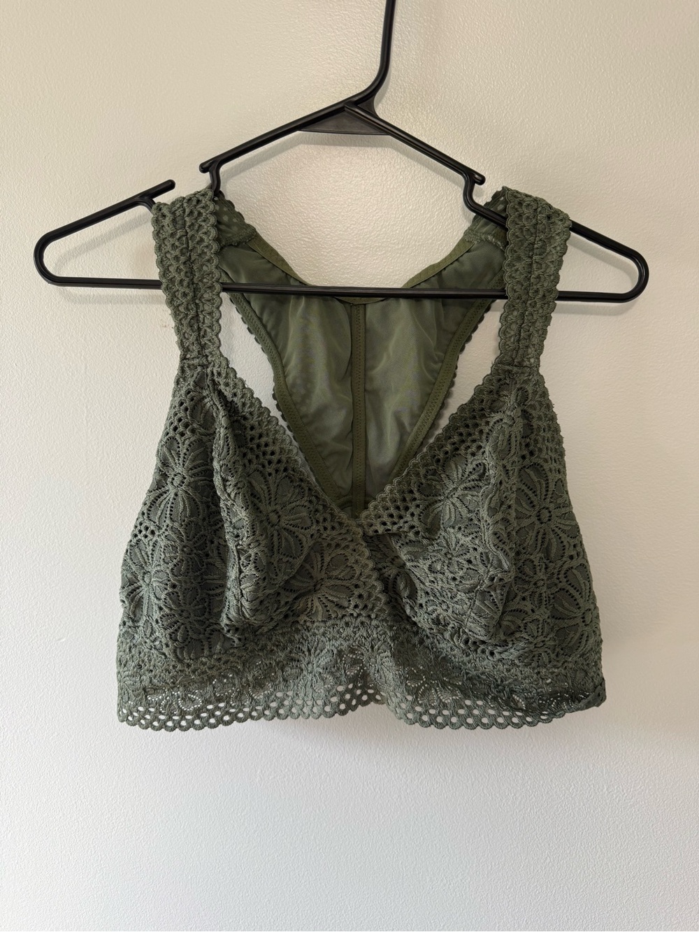 aerie Olive Green Crochet Lace Bralette